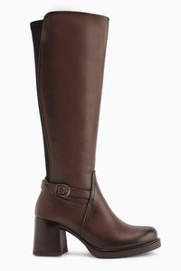 Gerti Genuine Leather Coffee Heeled Women's Boot