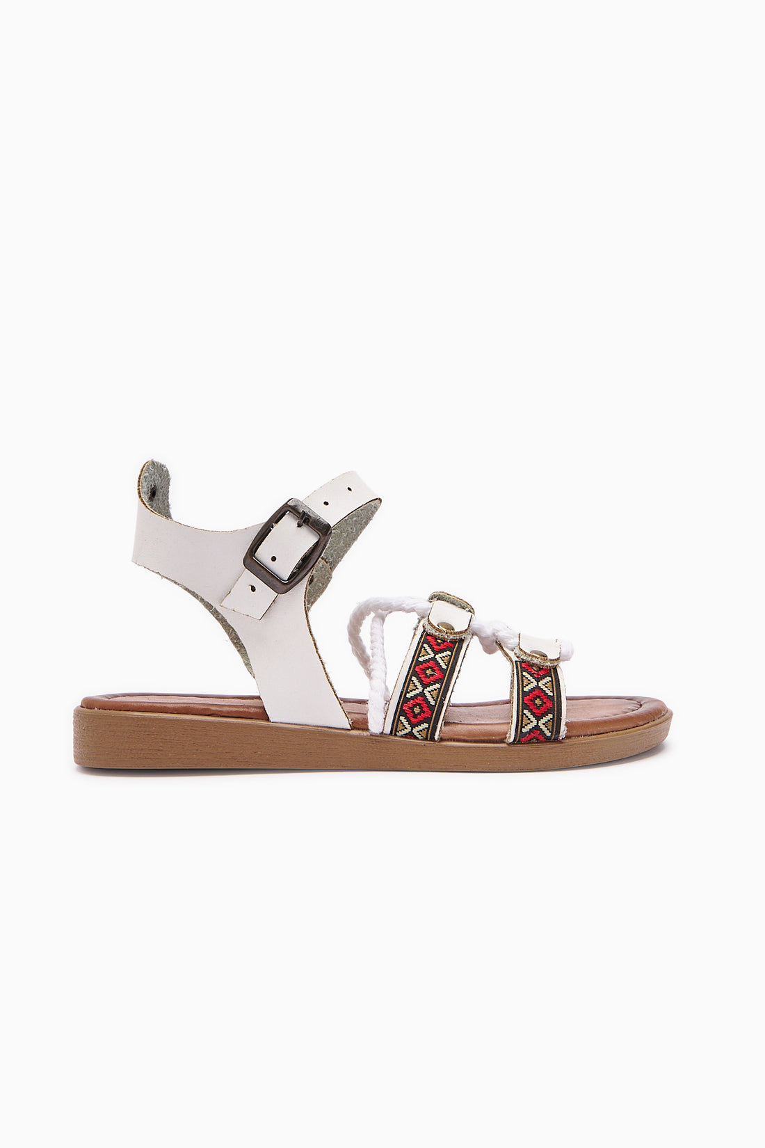 Echtes Leder Sohna Weiß Antik Detail Damen Sandale