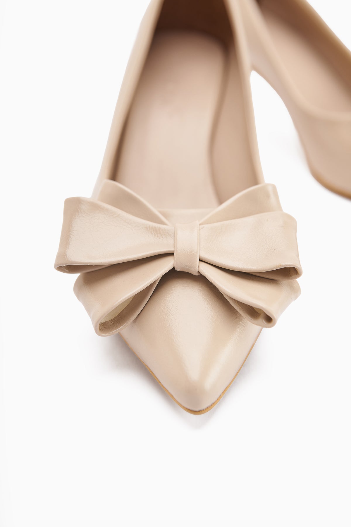 Denita Beige Bow Detail Women's High Heels