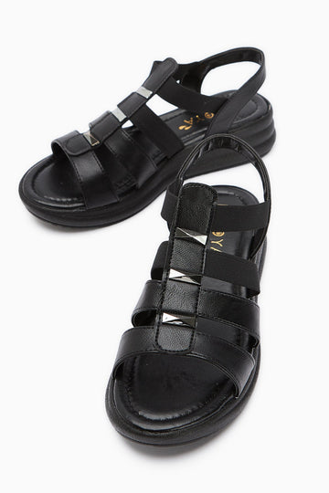 Gilda Schwarze Elastische Damensandalen
