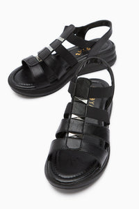 Gilda Schwarze Elastische Damensandalen