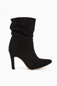 Wilma Schwarze Wildleder Falten Absatzstiefel