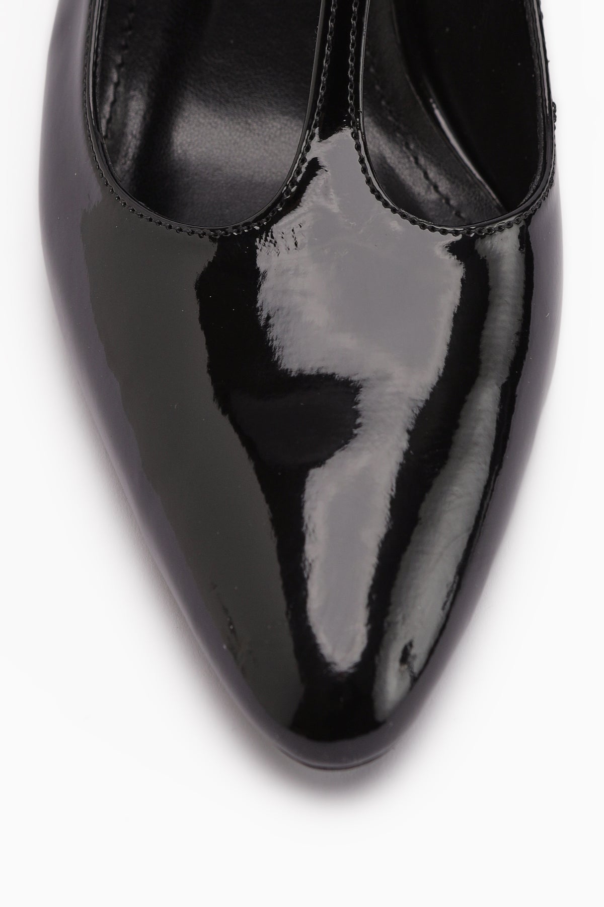 Sania Black Patent Leather Belted High-Heeled Women's Shoe