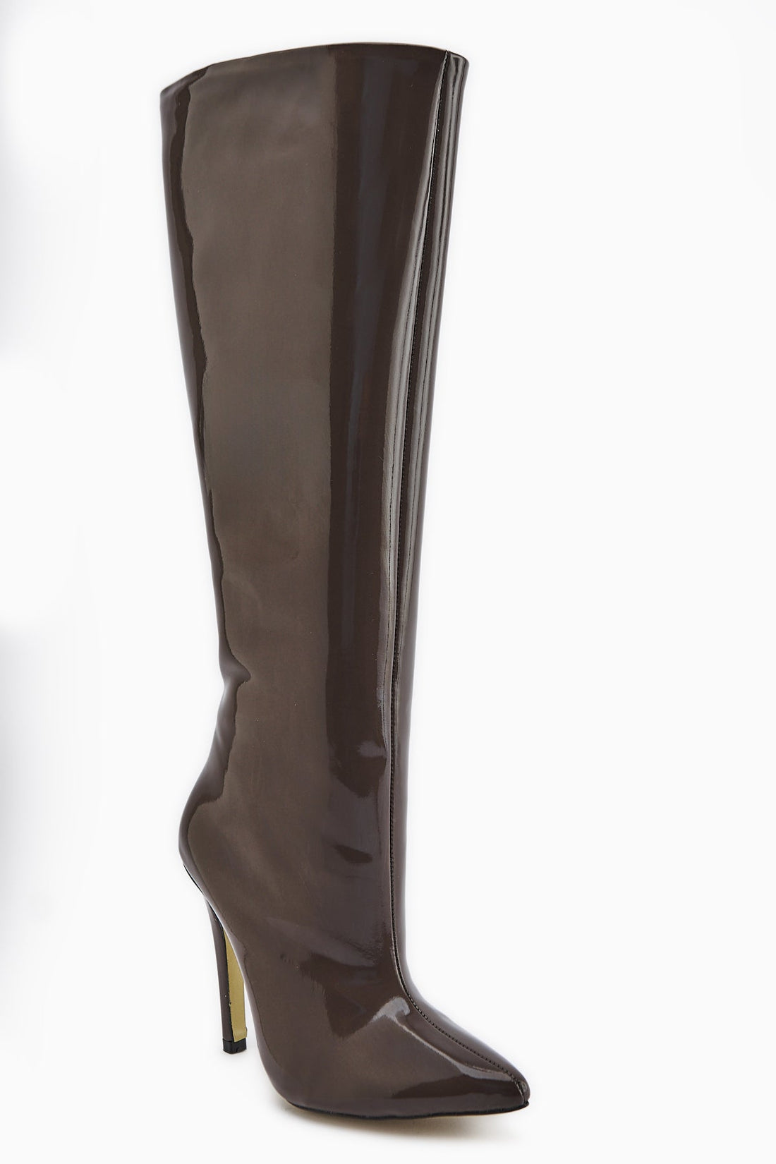 Sonita Coffee Patent Leather Slim Heel Women's Boot