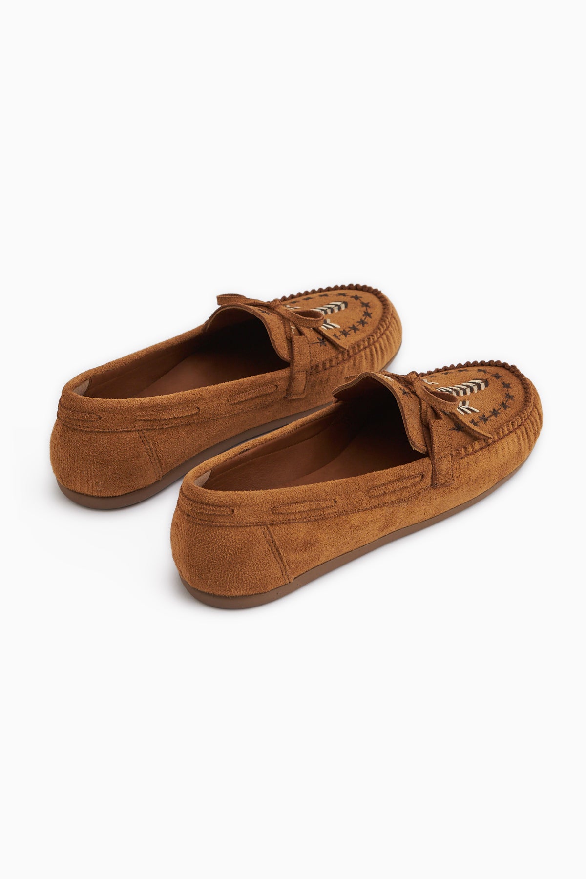 Darya Taba Süet Nakışlı Makosen Ayakkabı Kadın Loafer