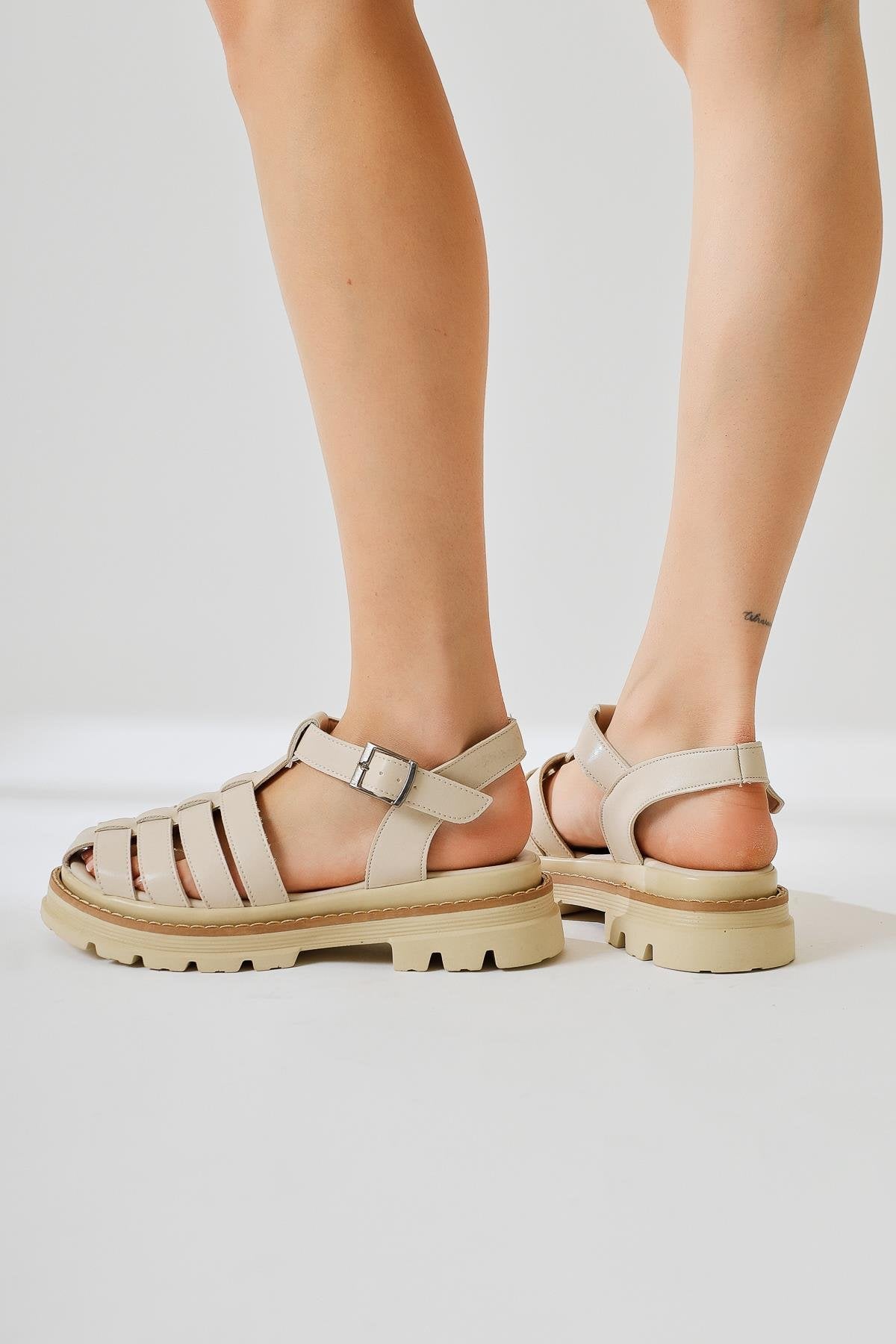 Tylia Beige Chunky Sole Sandals