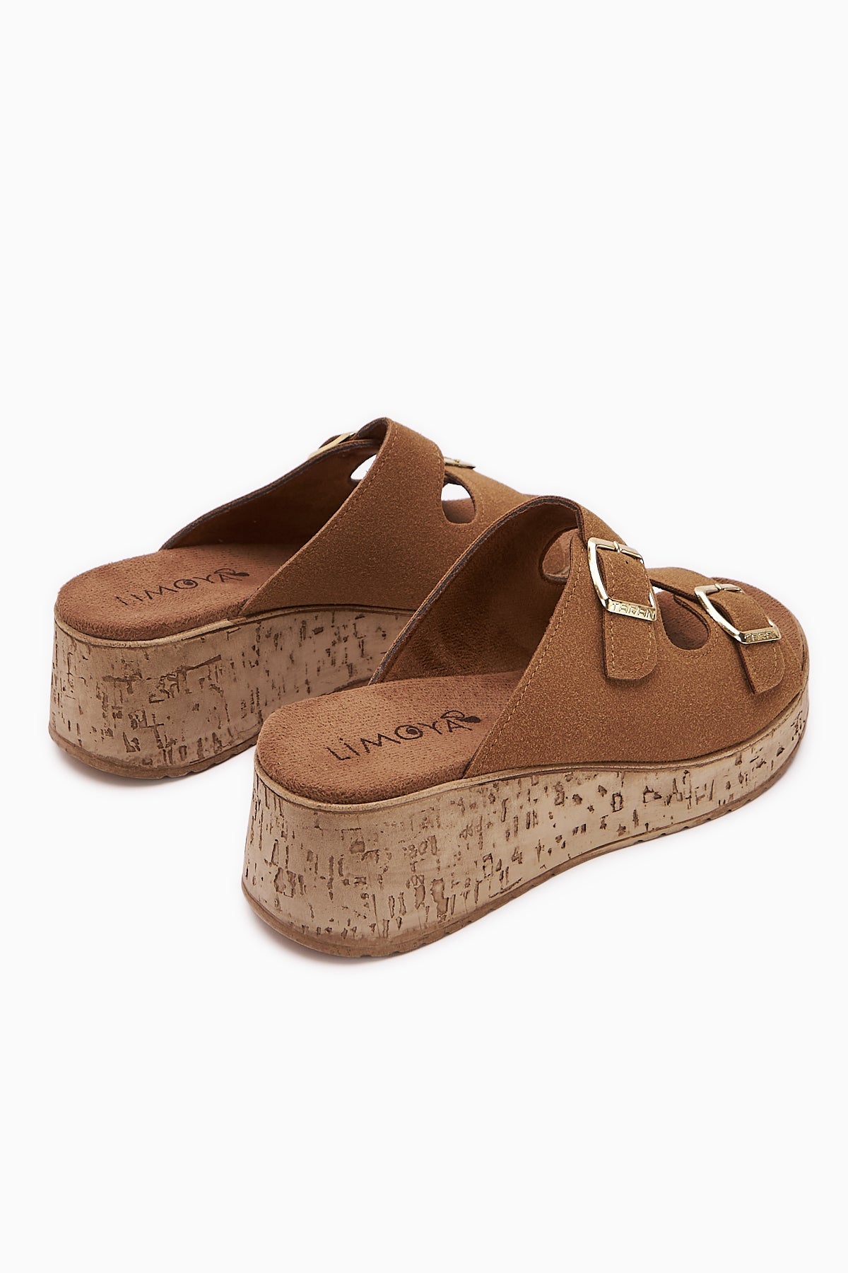 Samina Women's Double-Strap Chunky Heel Slippers in Camel