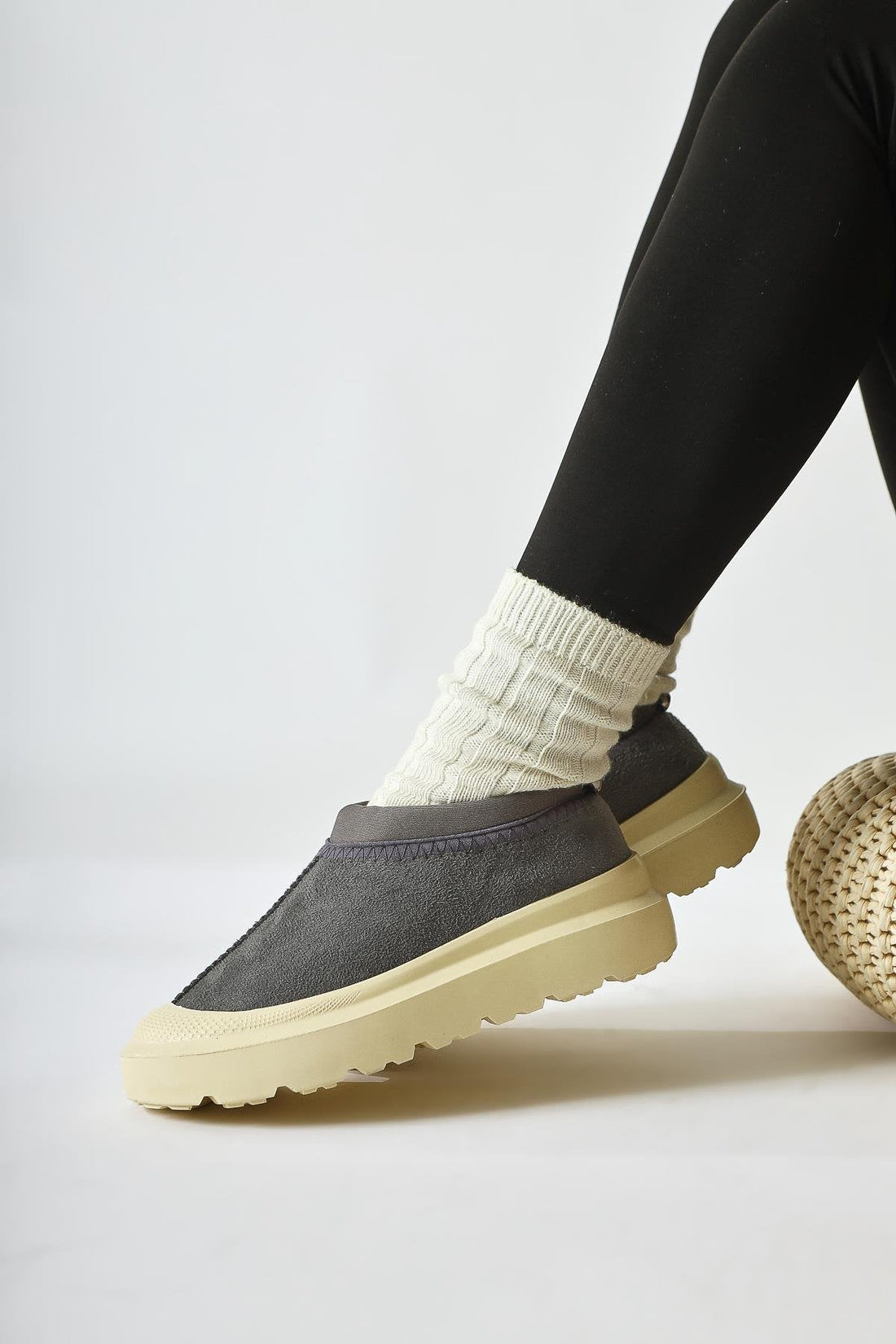 Katelyn – Charcoal Suede-Capped Toe Vegan Fur-Lined Shoe (Women)