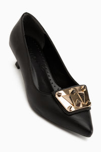 Juliet Schwarze Schnalle Kurze Absatz Damen Schuhe