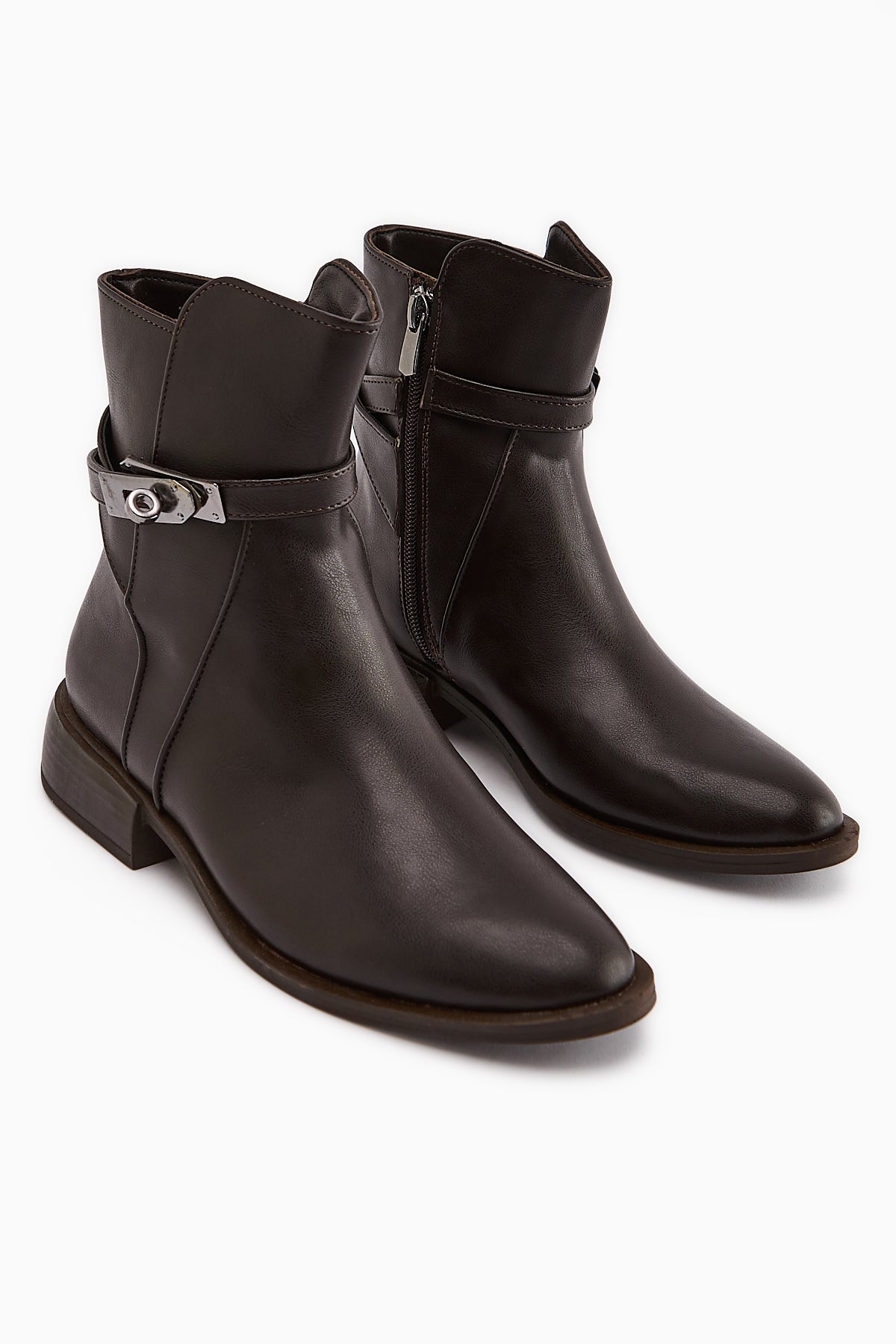 Tinna Coffee Buckle Detailed Women's Boot