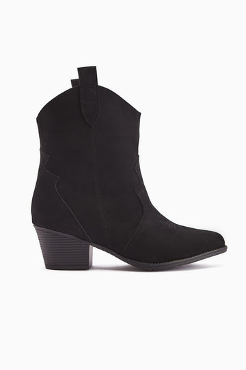 Joo Black Suede Pointed Embroidered Western Boot