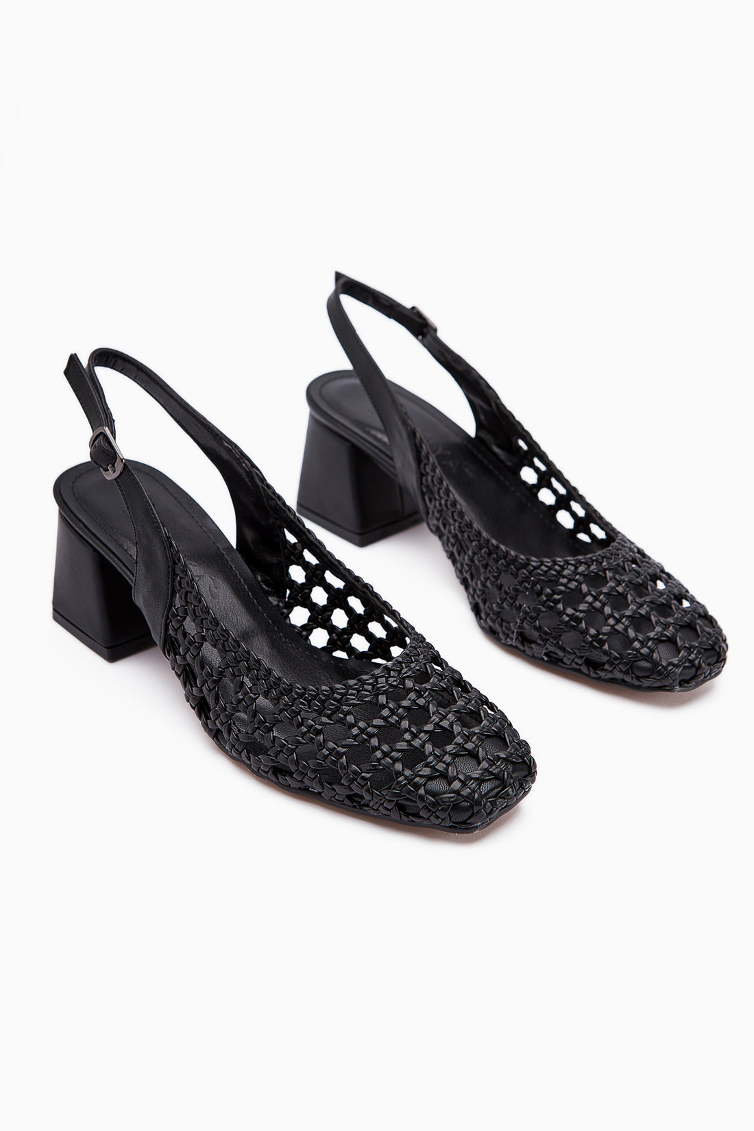 Filipa Black Handmade Square Toe Heeled Women's Sandals