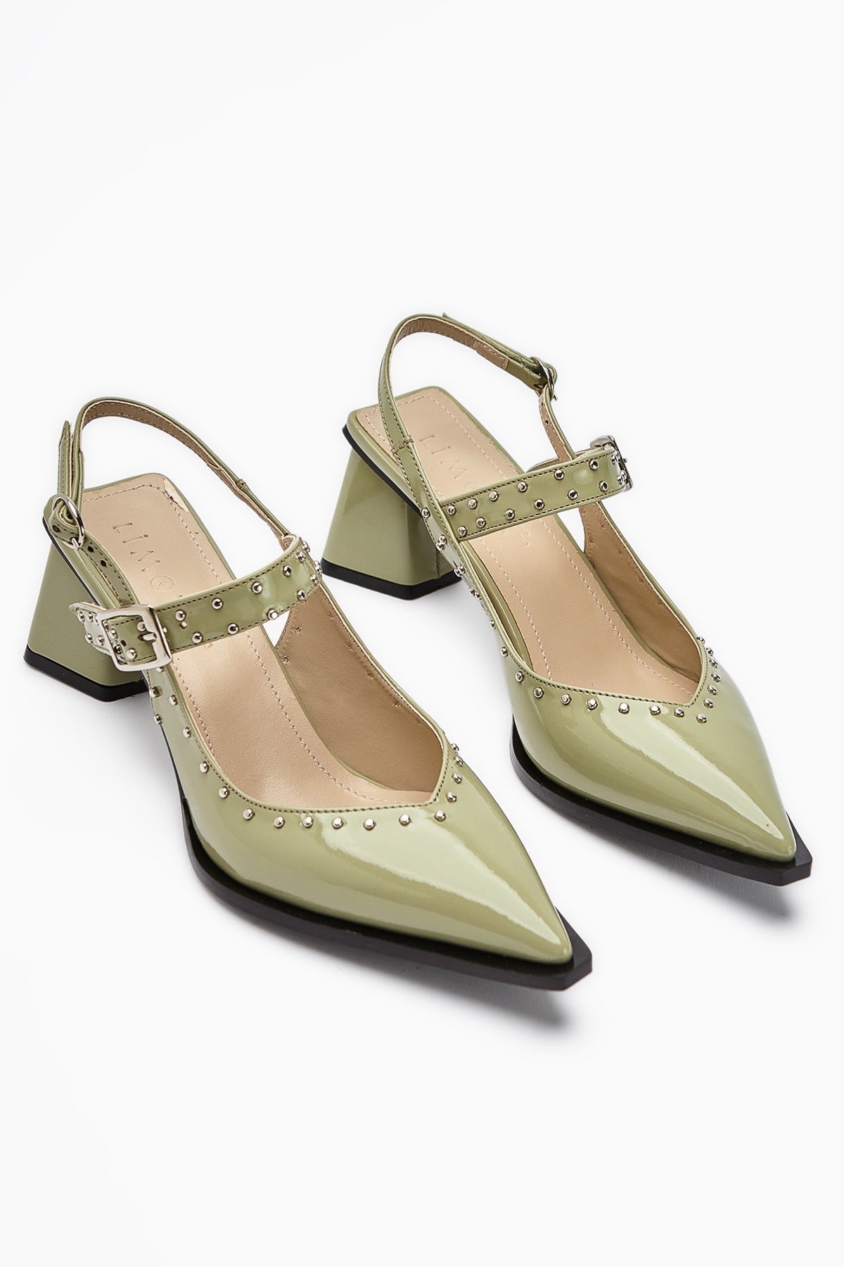 Nuria Grüne Lackleder Spitze Zehenriemen Sandalen für Frauen