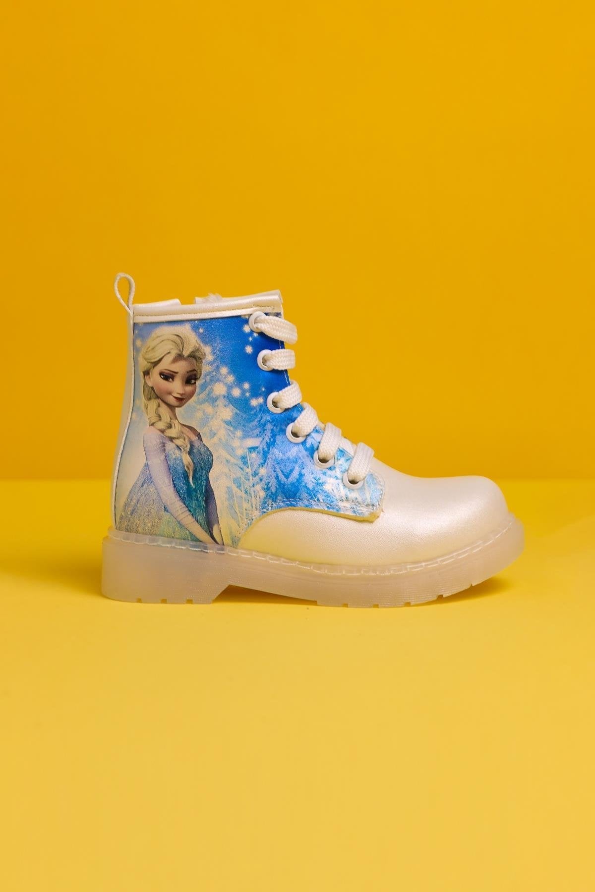 Fida Perlmutt Gestreifte Charakterdruck Schnür-Licht-Auf Kinderstiefel