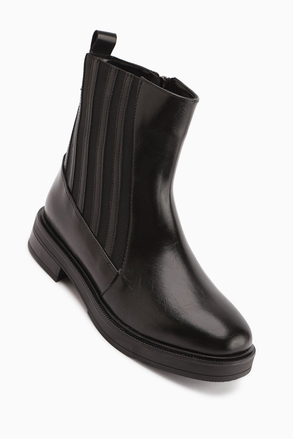 Lena Black Elastic Detailed Women's Boot
