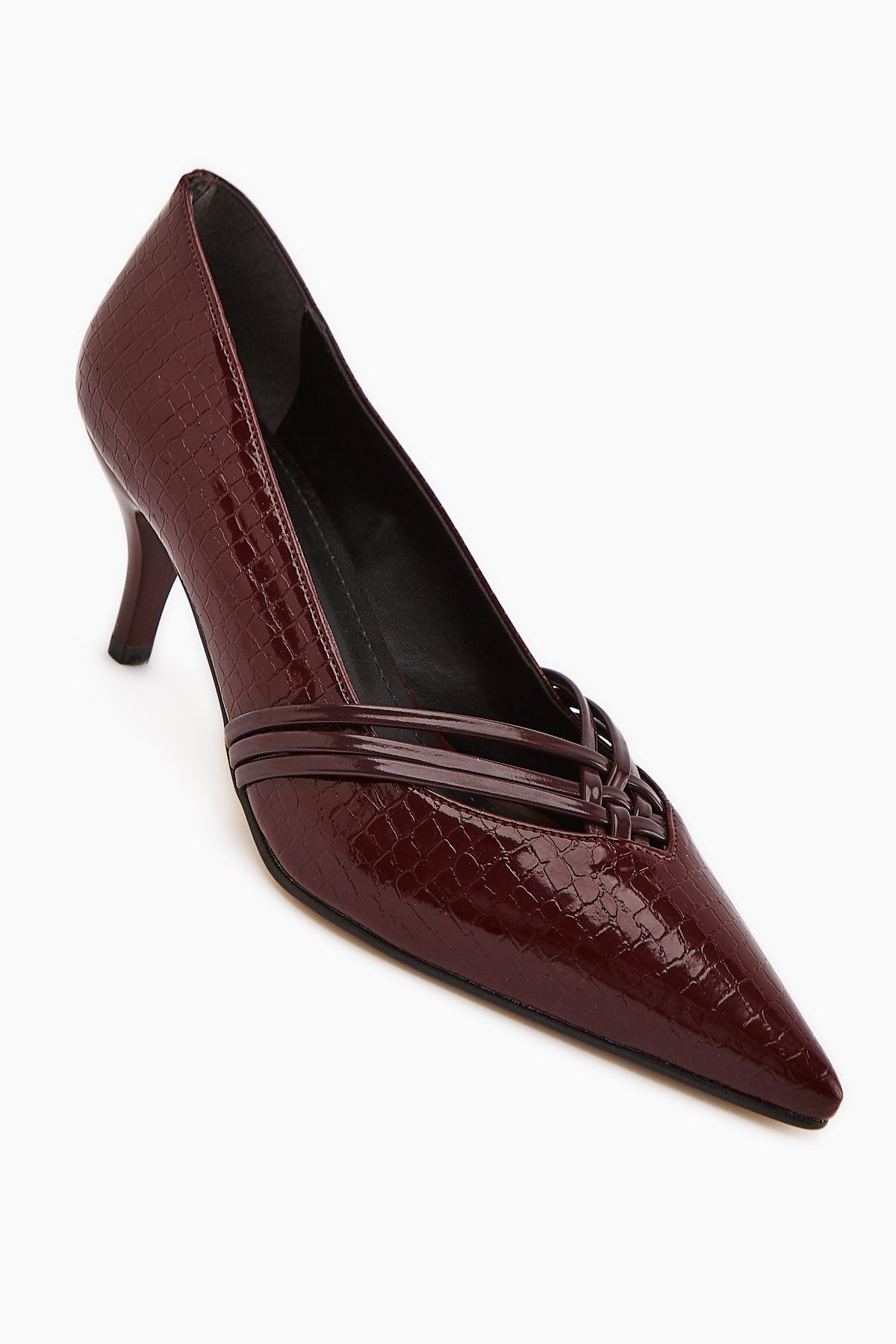 Riyam Maroon Croco Patterned Women's Stiletto Shoe