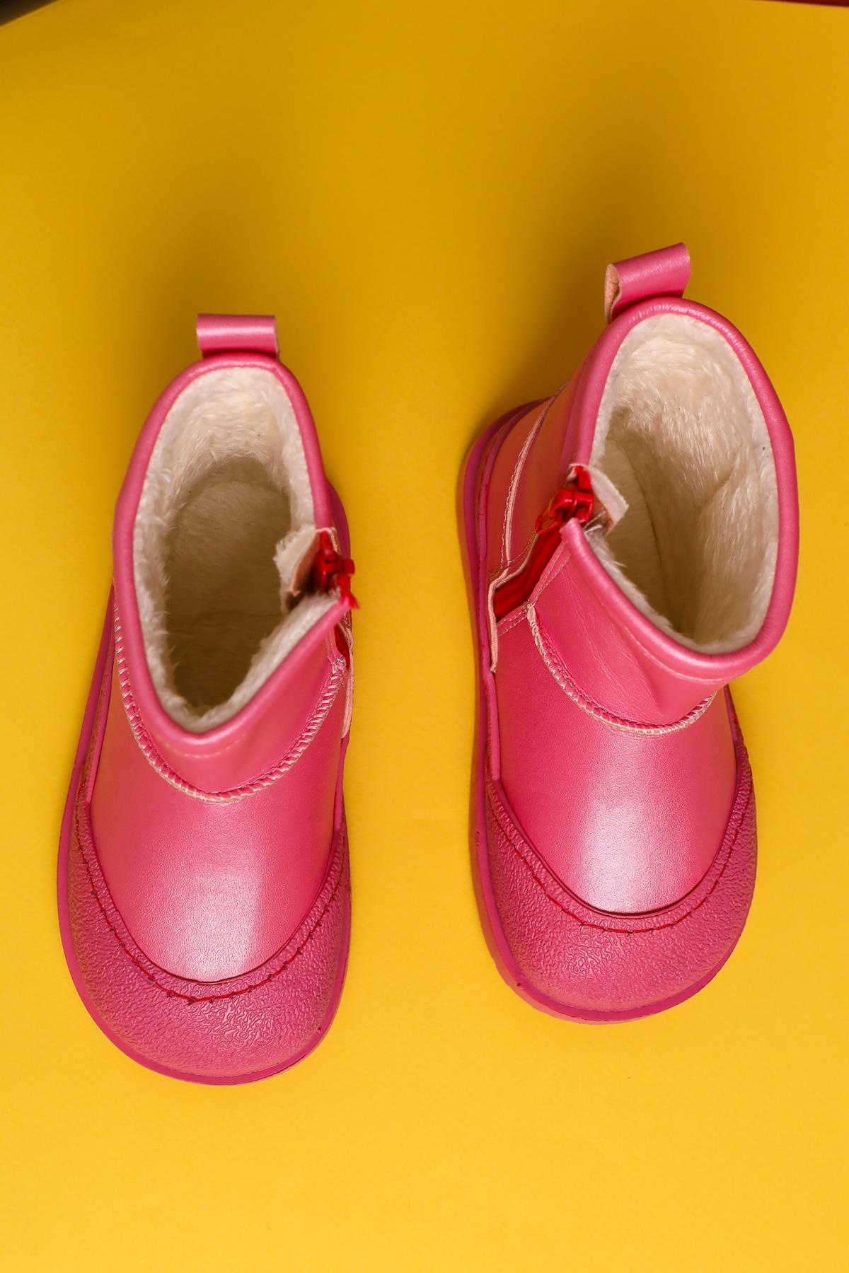 Jasmin Fuchsia Stiefel mit umgekehrter Naht und Fellfutter für Kinder