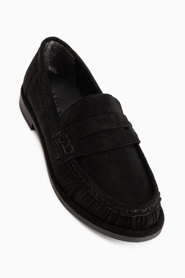 Carmel Black Suede Penny Loafer Women’s Shoes