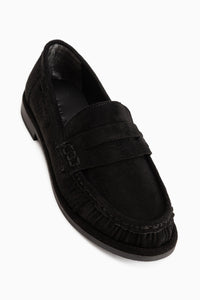Carmel Schwarze Wildleder Penny Loafer Damen Schuhe