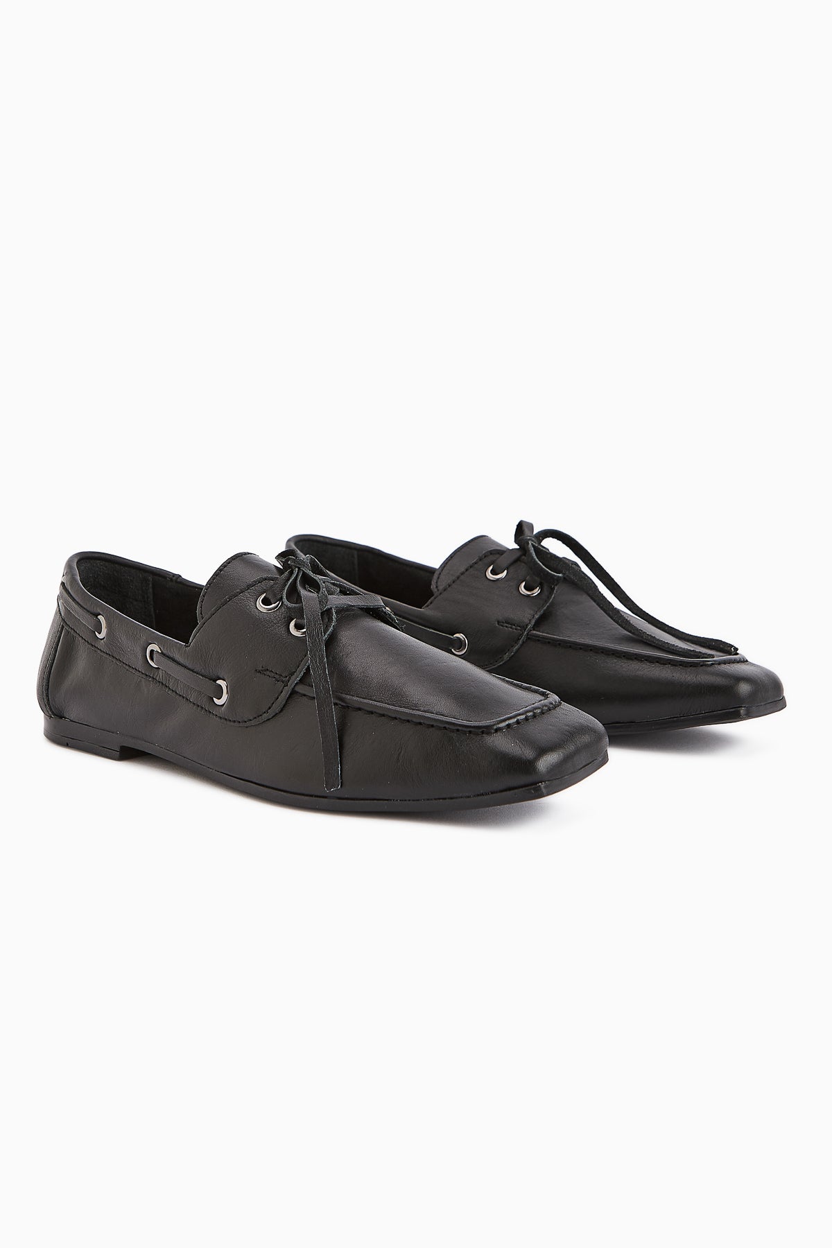 Arian Genuine Black Leather Lace-Up Moccasin Daily Loafer