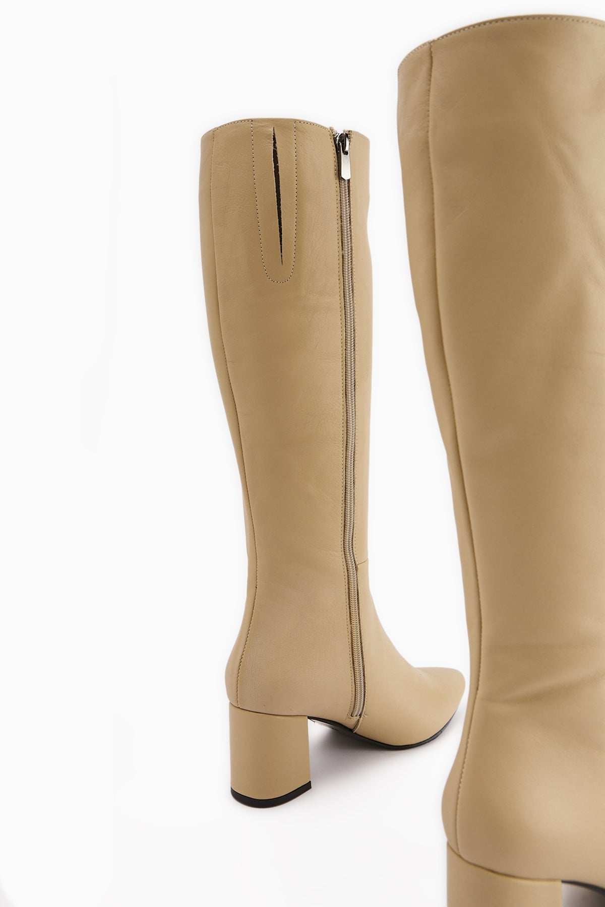 Velma Genuine Leather Beige Heeled Women's Boot