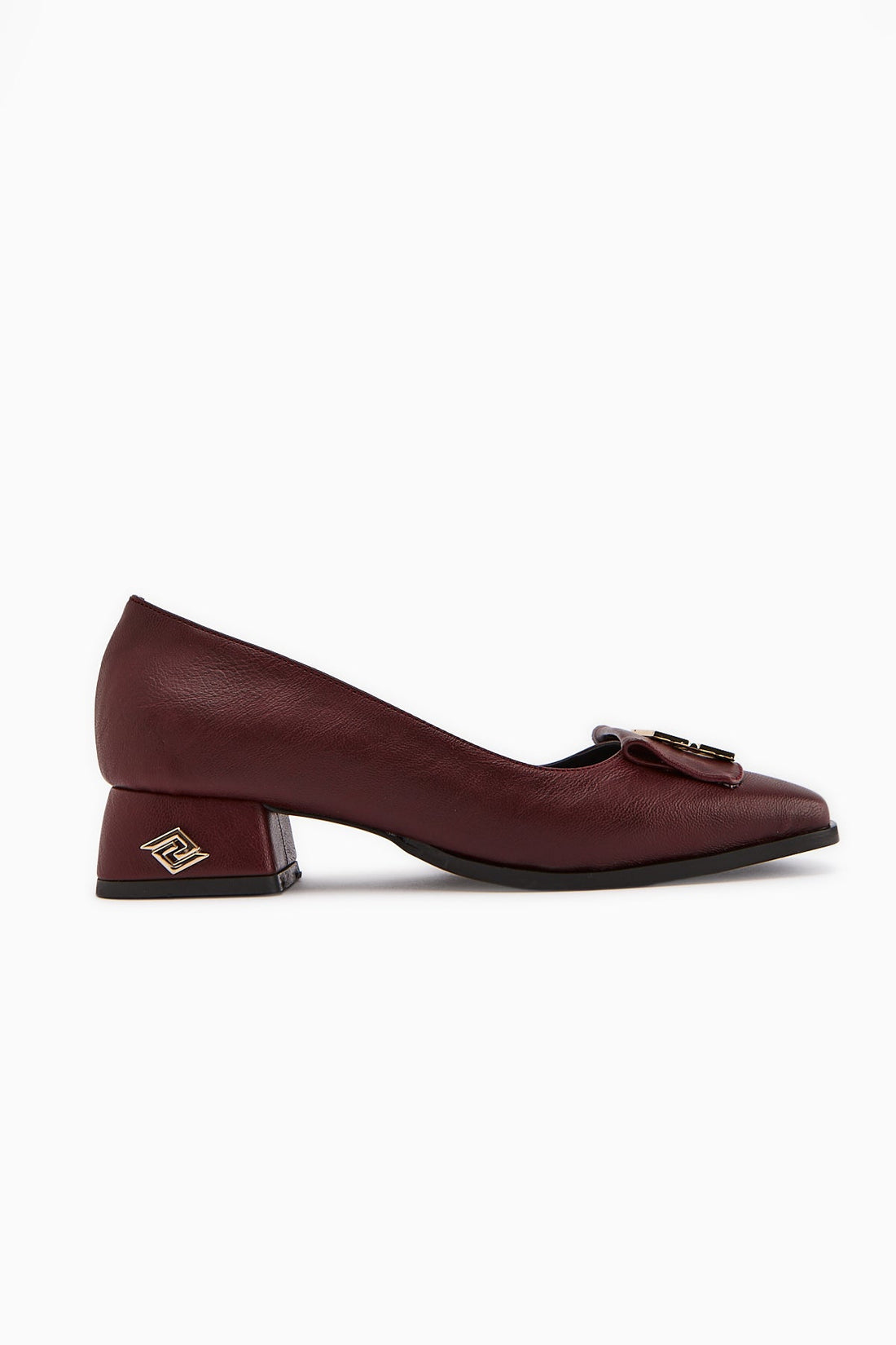 Emmy Burgundy Buckled Low Heel Women's Shoes