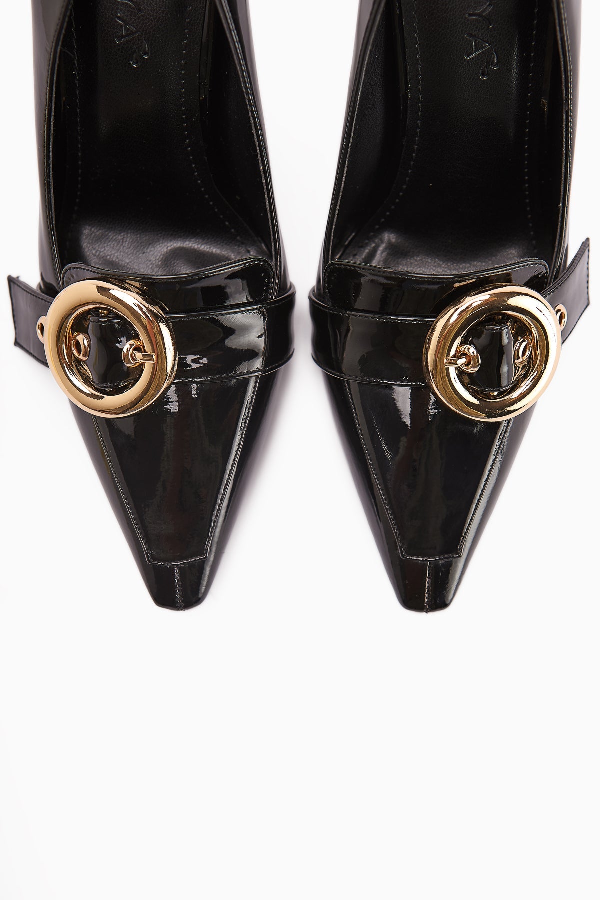 Elisar Black Patent Leather Belt Detail Women's High Heels