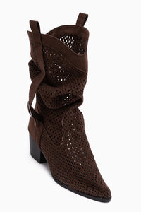 Orietta Braun Wildleder Laser Schnitt Plissierte Sommer Stiefel