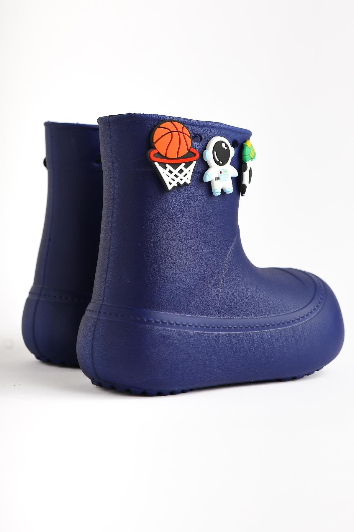 Chris Navy Blue Pin Detail Waterproof Kids Boots