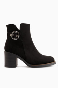 Tania Black Suede Buckle Detailed Women’s Boots