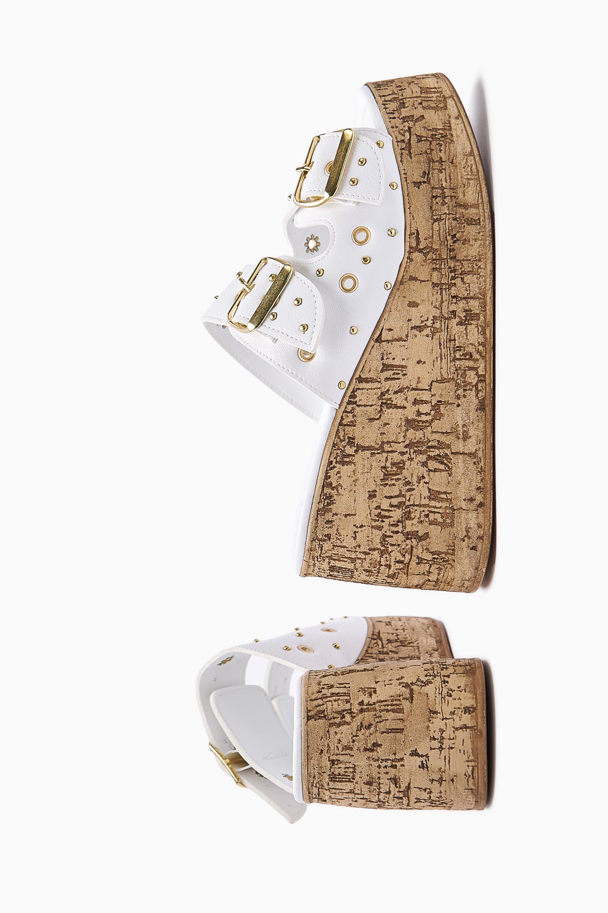 Genja White Trocque Wedge Heeled Women's Slippers
