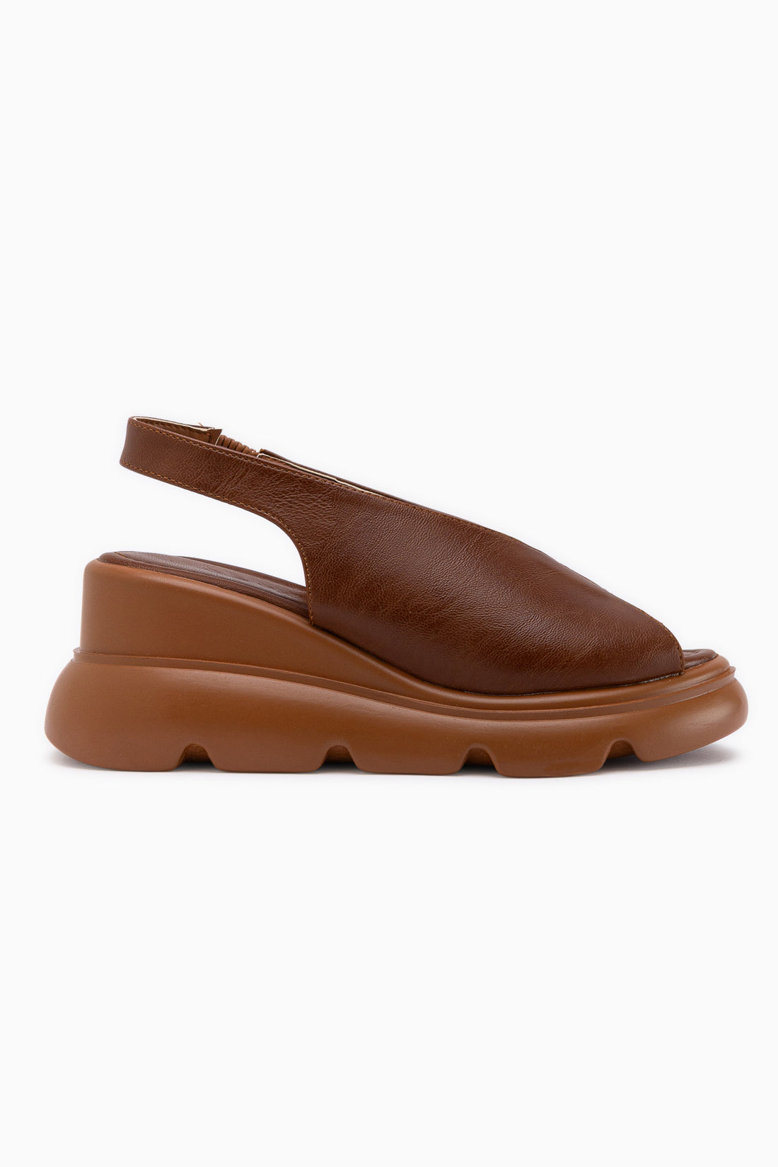 Tilda Tan Elastische Keil Damen Sandale