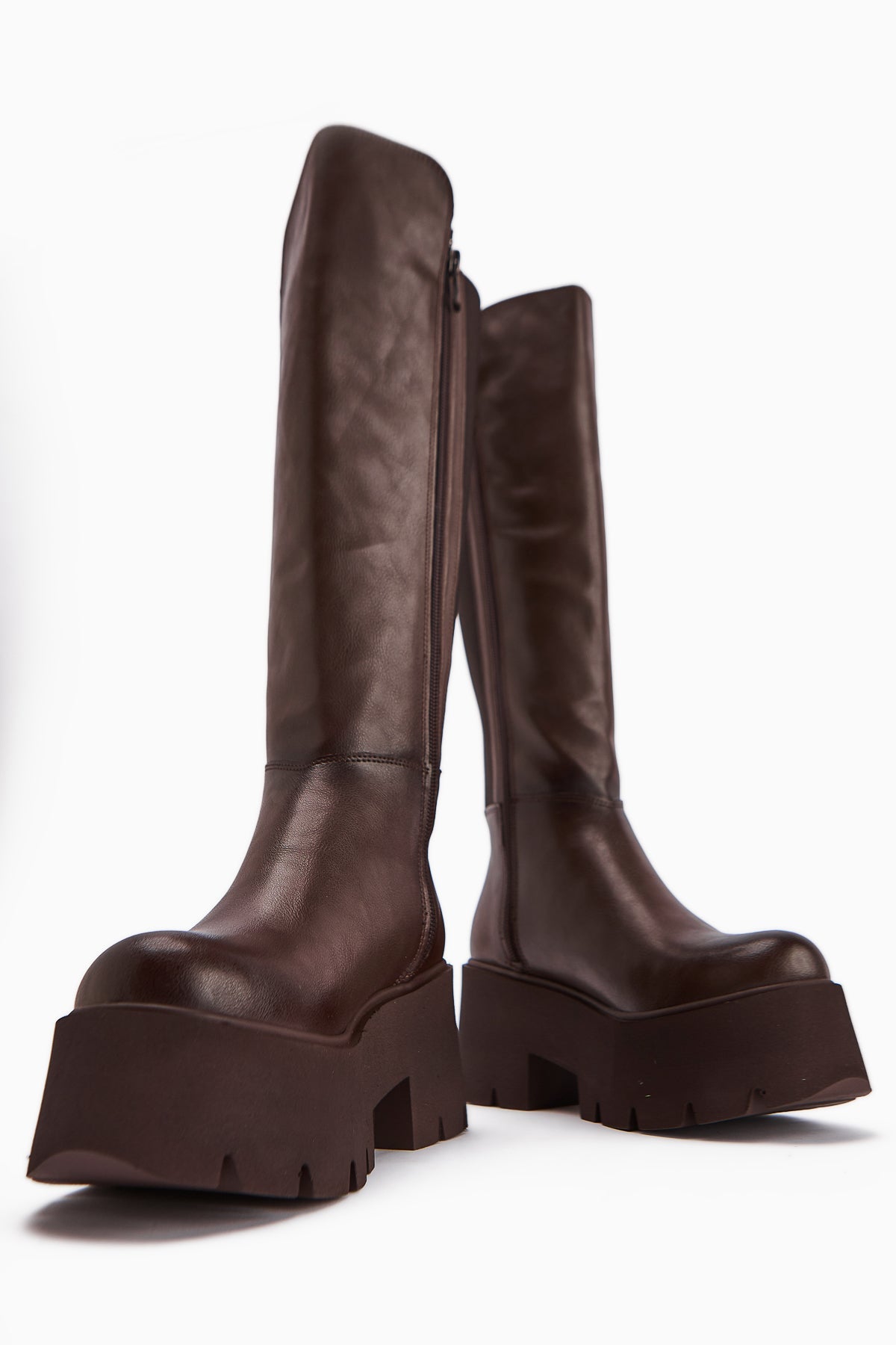 Sannah Brown Platform Heeled Women's Boot