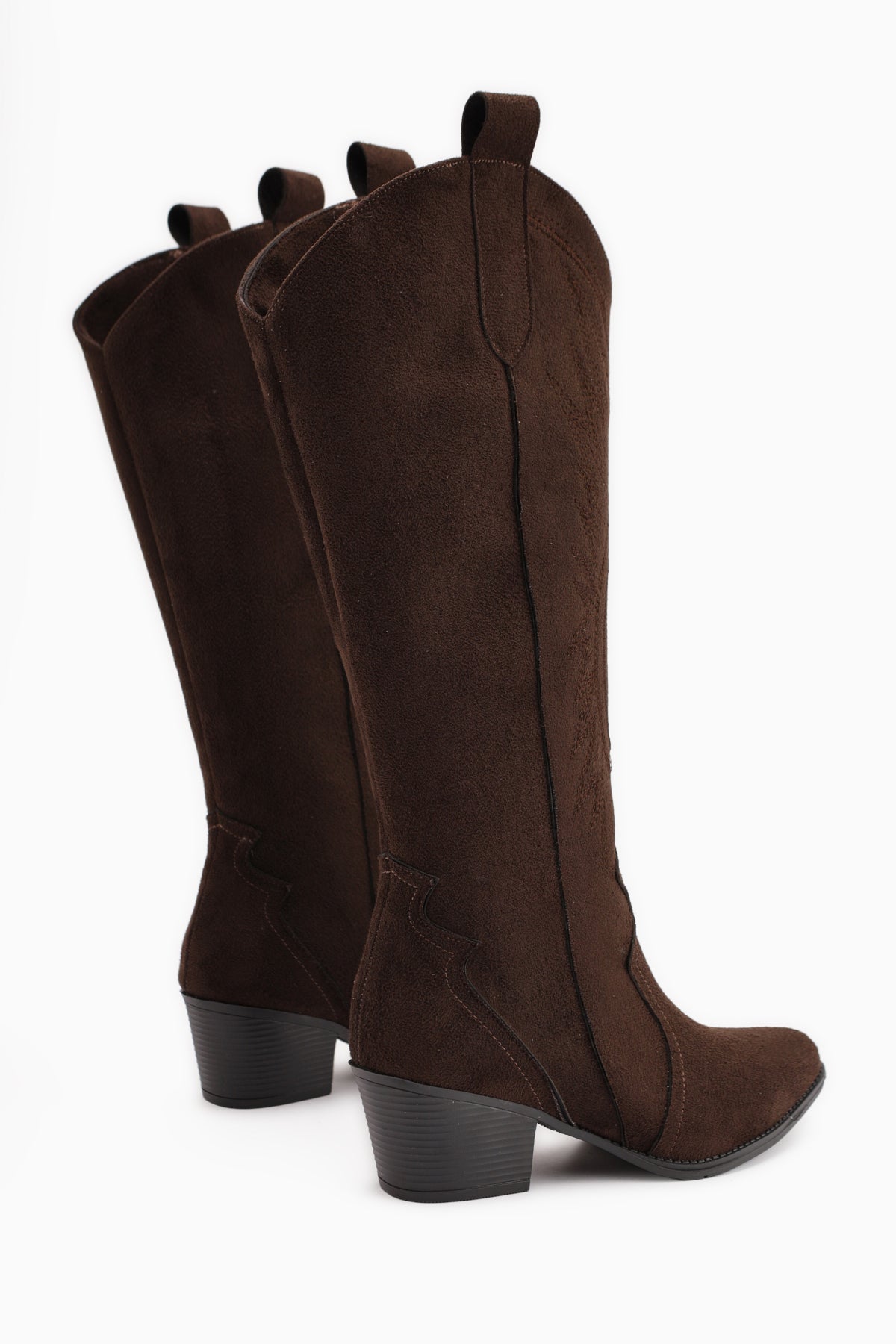 Hero Coffee Suede Embroidered Cowboy Boot