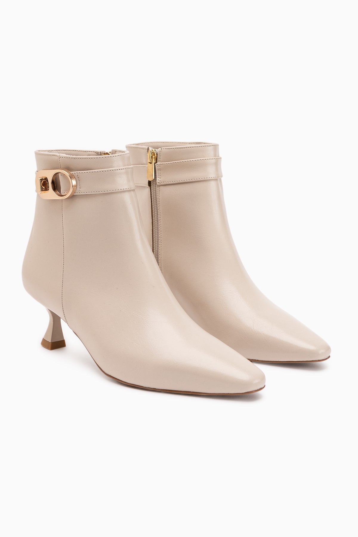 Kathie Beige Buckle Detailed Women’s Boots