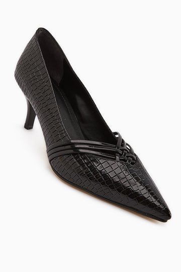Riyam Black Crocodile Pattern Women's Stiletto