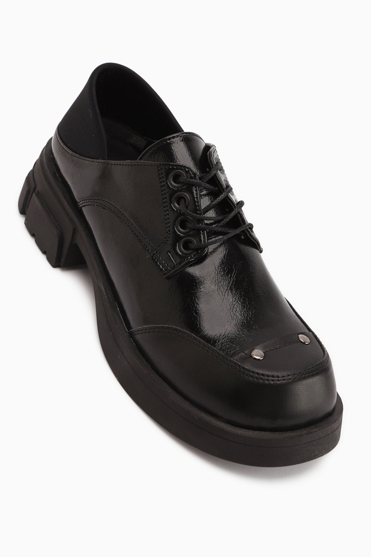 Lilas Black Lace-up Loafer Women's Shoes