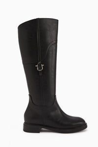 Caterine Schwarze Schnalle Detail Kurze Absatzstiefel