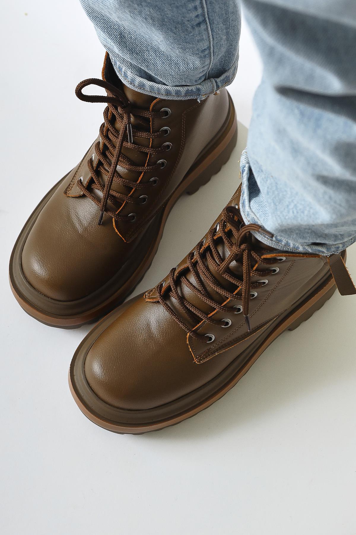 Aliisa Brown Colored Sole Zippered Boots