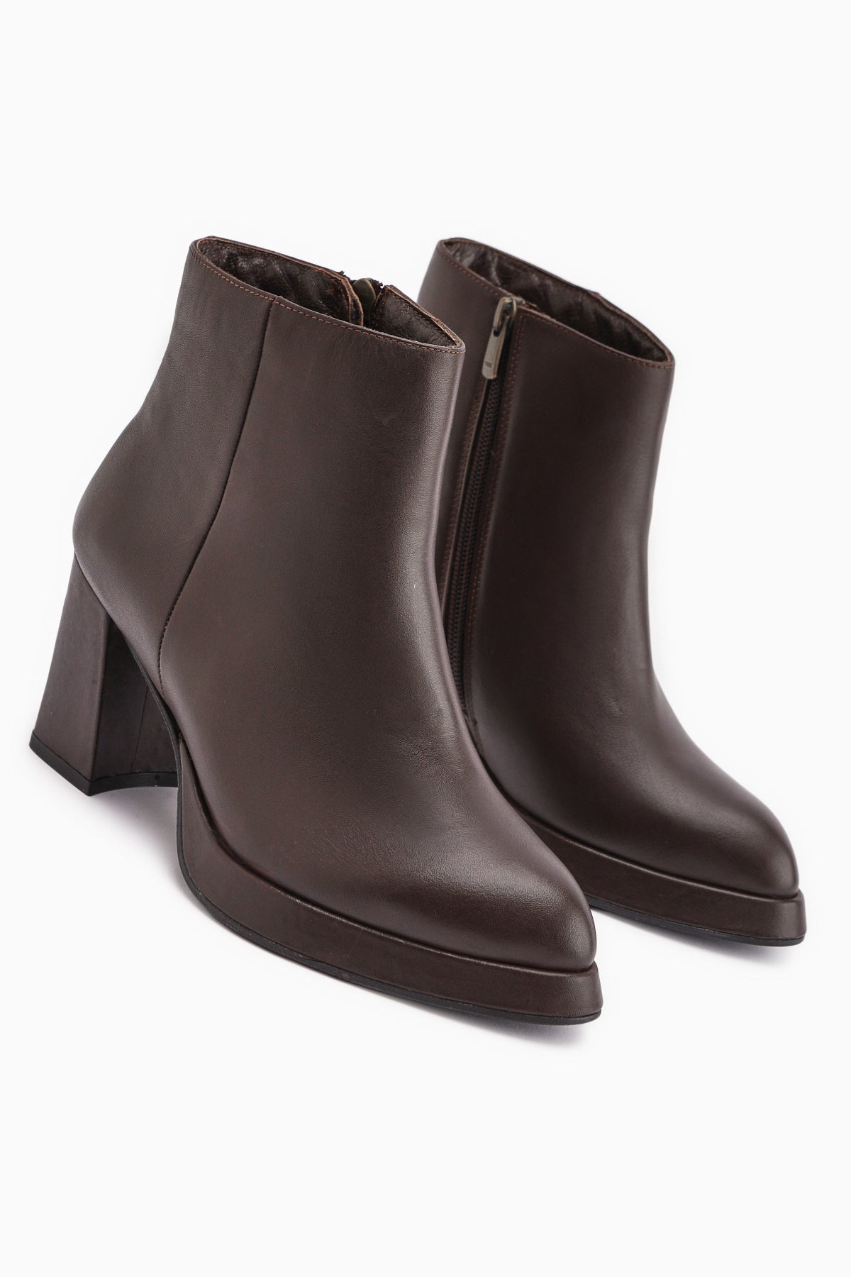 Gaby – Braun [Echtleder] Stiefelette mit Plateau und Absatz (Damen)