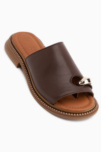 Johny Genuine Leather Brown Thong Women’s Slippers