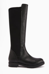 Benedikta Schwarz Ovaler Zehen Neopren Detail Damen Stiefel