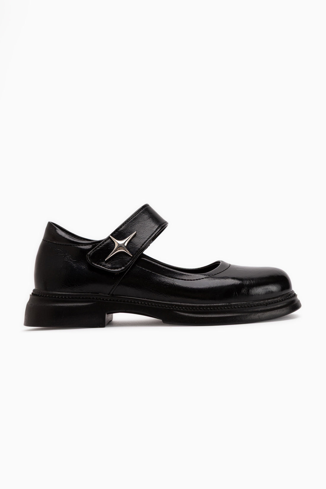 Rozalin Schwarze Riemen Dicke Sohle Damen Mary Jane Ballerinas