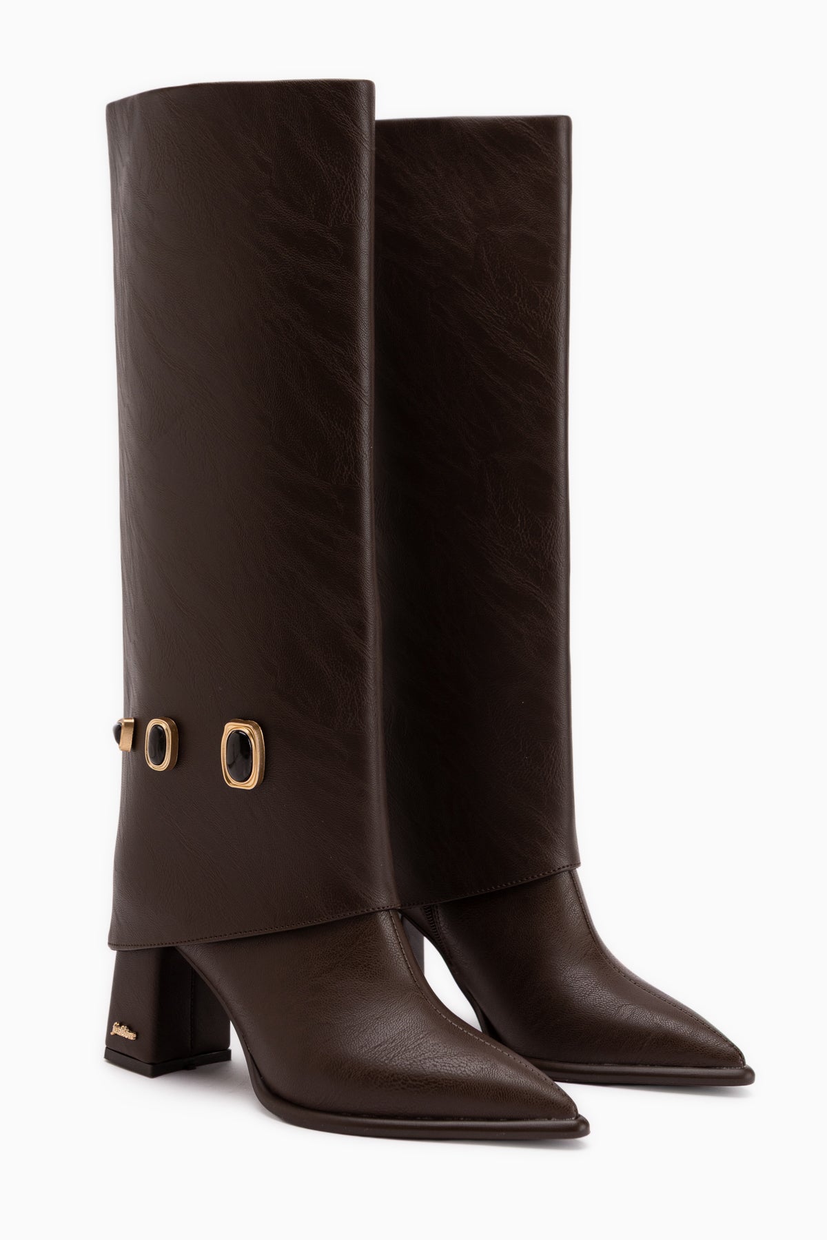 Loretta Braun Abnehmbarer Schaft 2-in-1 Damen Absatzstiefel & Stiefeletten