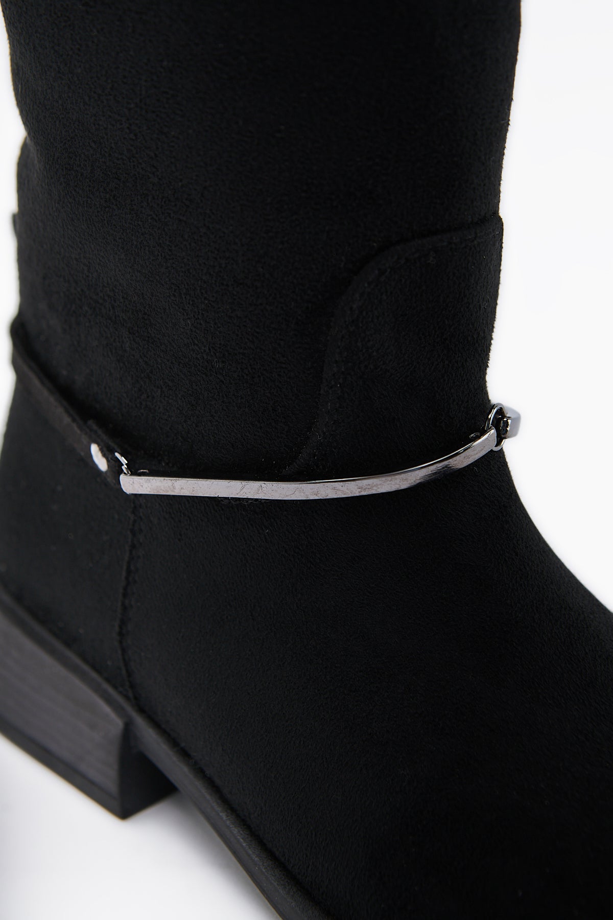 Zeina Black Suede Buckled Women's Boots
