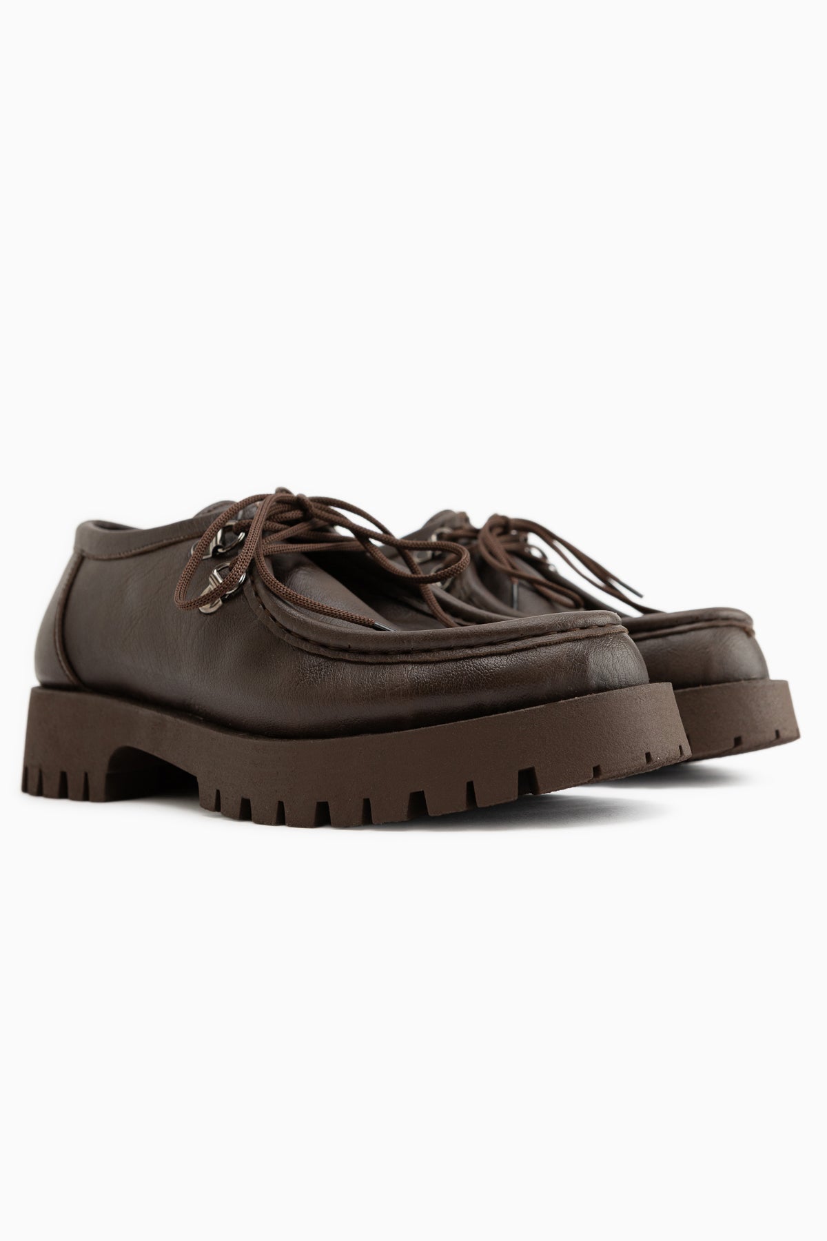 Trudy Kahve Bağcıklı Kalın Taban Kadın Loafer