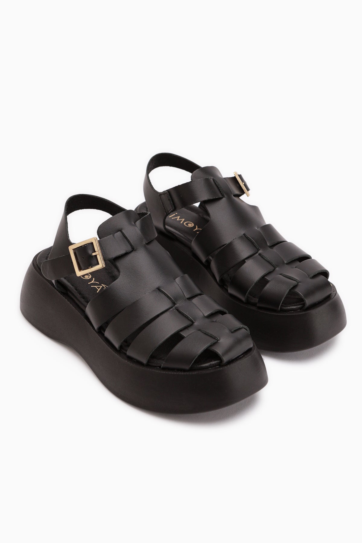 Yonna Hakiki Deri Siyah Yüksek Tabanlı Kadın Sandalet