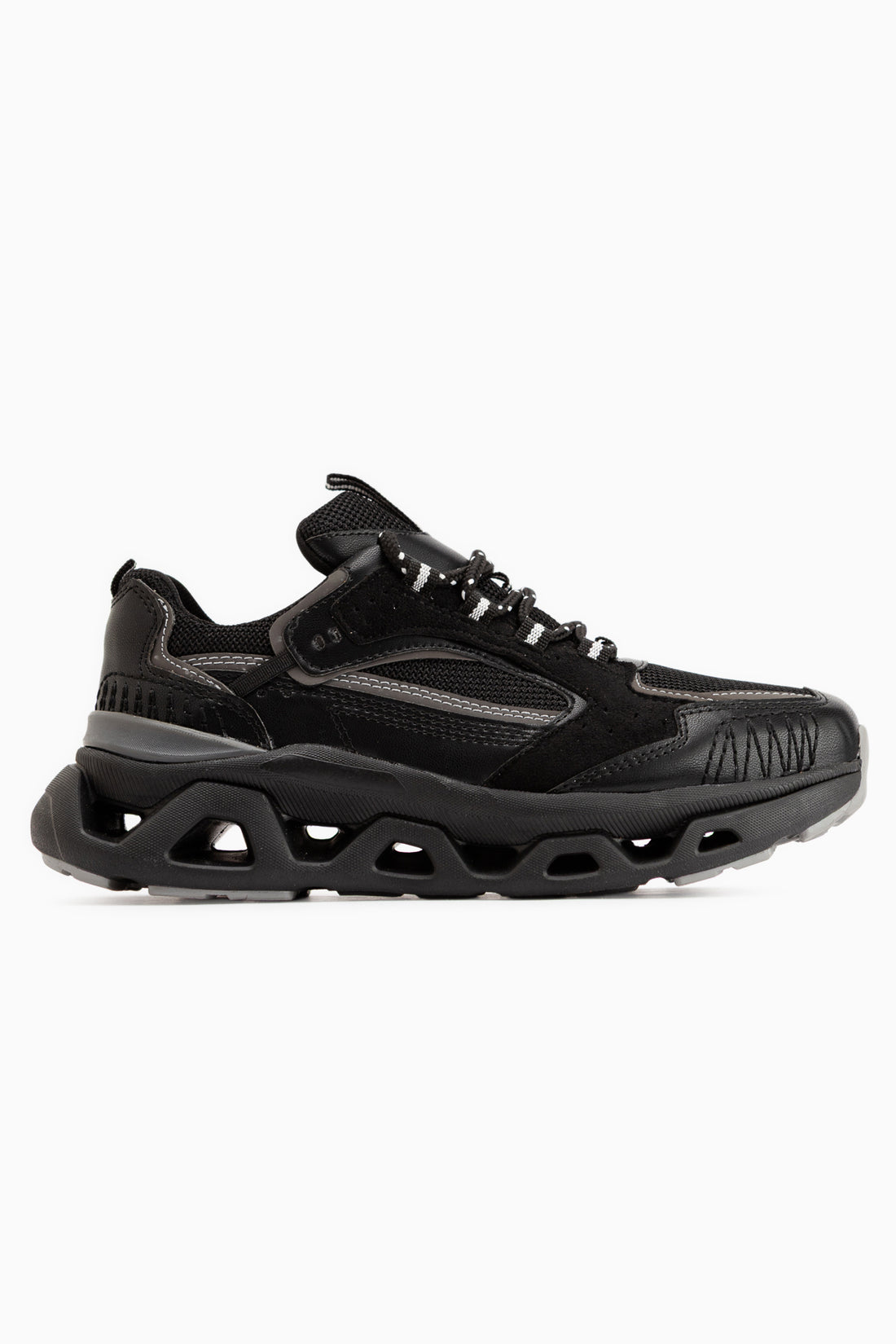 Tonia Schwarze Netz Detail Dicke Sohle Damen Sneaker