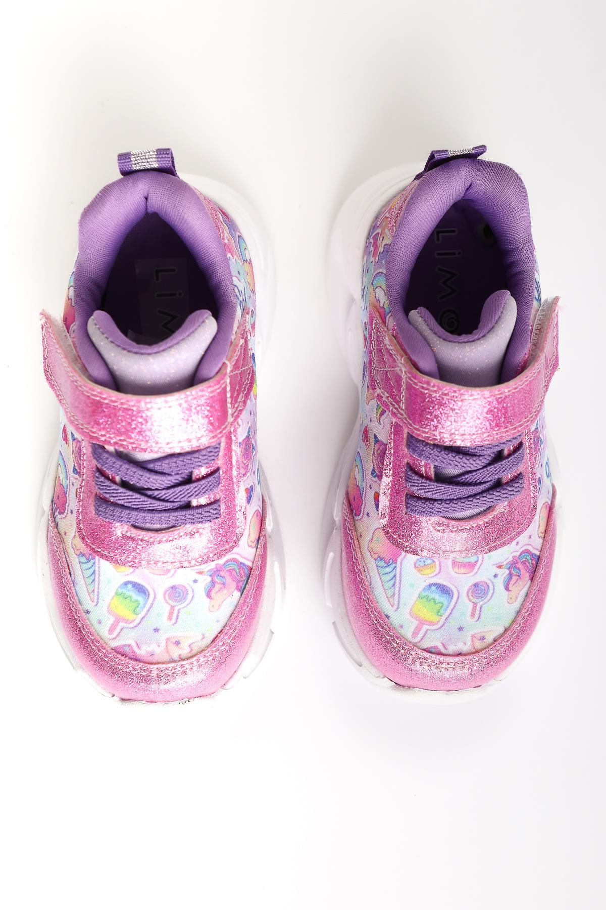 Donika Rosa Gestreifte Charakterdruck Glitzernde Leuchtende Baby Sportschuhe