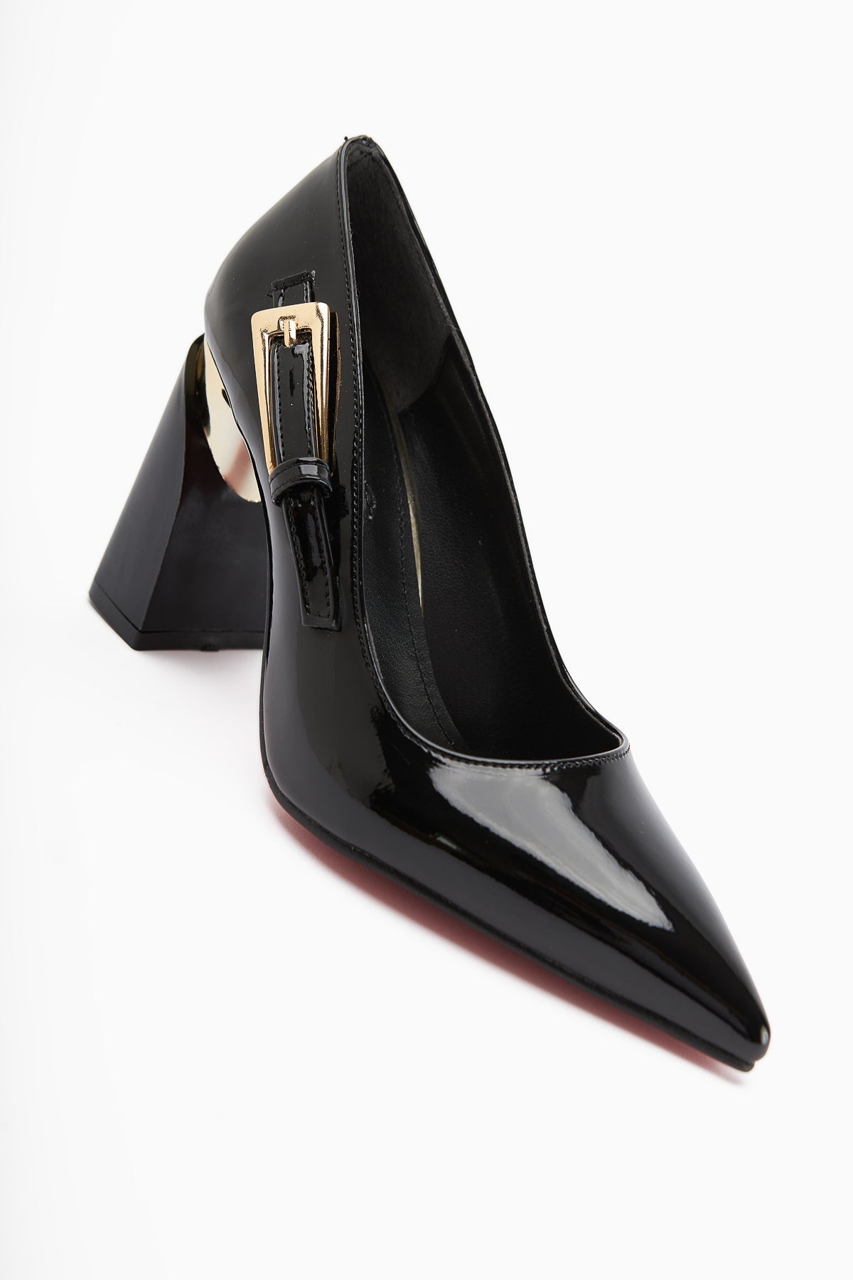 Vania Schwarze Lackleder Damen Metallabsatz Schuh